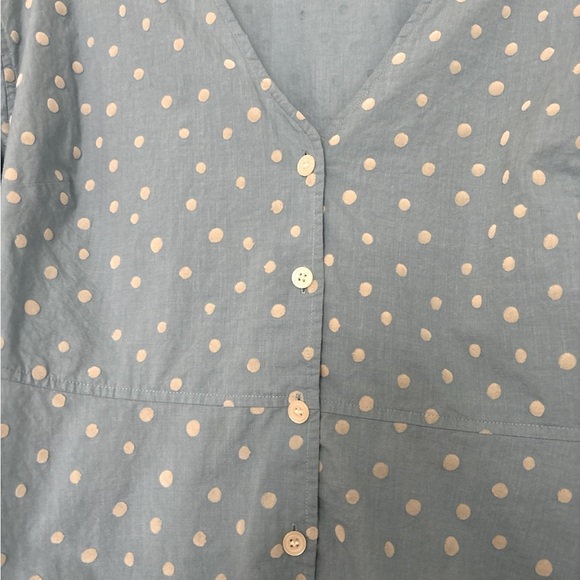 MADEWELL Florentine top, buttons.Bell 3/4 sleeves,peplum, 12, blue, inkspot dots - Picture 9 of 9